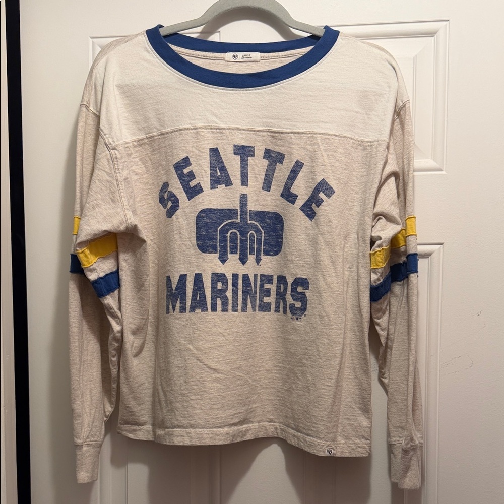 Women’s Seattle Mariners Cream & Blue Long Sleeve Tee - NWOT